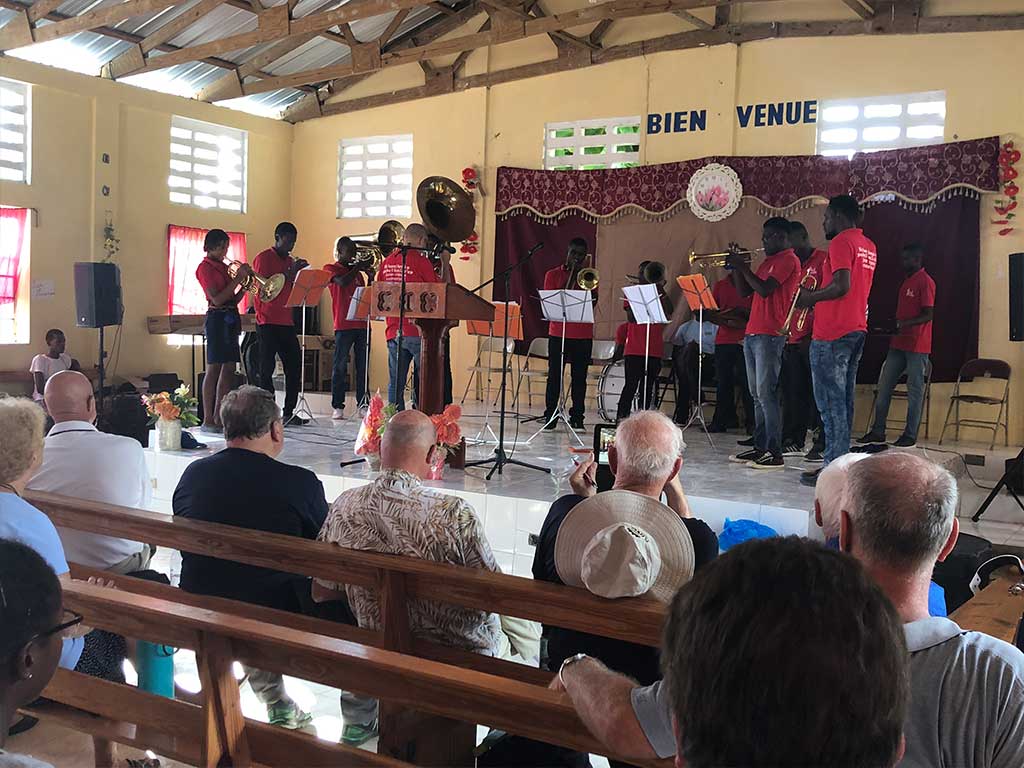 Haiti Sister Church - brass band welcome and greeting